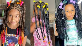 Kids Braiding Hairstyles With Beads Compilation 🦋🥰💜 [upl. by Sachi30]