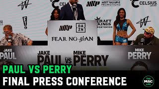 Jake Paul vs Mike Perry Final Press Conference RESPONSE TO CONOR MCGREGOR [upl. by Fita]