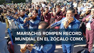 ¡Hacen historia Mariachis rompen récord Guinness por tocar al unísono en el Zócalo de CdMx [upl. by Chill]