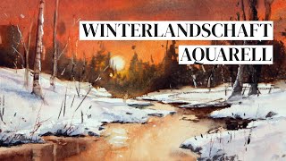 Sonnenuntergang amp Schneelandschaft  Aquarell Tutorial [upl. by Roz153]