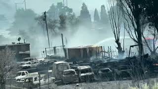 Vehicles Structures Burnt by Brush Fire in Gorman [upl. by Enylekcaj]