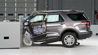 2014 Ford Explorer driverside small overlap IIHS crash test [upl. by Sonnnie]