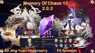 Memory of Chaos 12 202  E0 Jing Yuan Hypercarry amp E0 Acheron F2P  Honkai Star Rail 21 [upl. by Anibur]