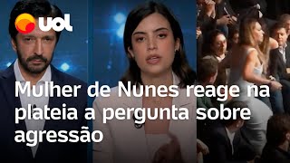 Tabata Amaral questiona Nunes sobre violência doméstica e esposa dele grita na plateia do debate [upl. by Pippas824]