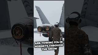 FA18 Hornet being towed in Finland’s freezing cold aircraft airplane finland f18 [upl. by Pascal]