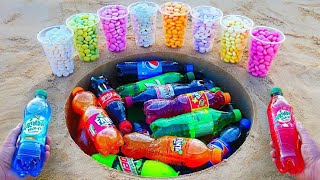 Diet Coke Mirinda Mix it Coca Cola Fanta and Other Sodas vs Many Different Mentos Underground [upl. by Aihtyc]