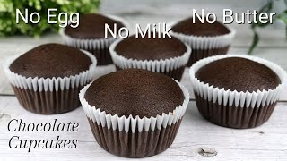 Super Moist Chocolate Cupcakes  New Recipe  No Egg No Milk No Butter Cake [upl. by Blisse]