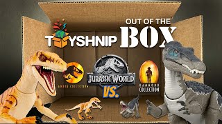 Out of the Box  Jurassic World  Amber Collection VS Hammond Collection  Velociraptor  Baryonyx [upl. by Melamed720]