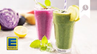 Smoothies selber machen  Lila amp grüner Smoothie  EDEKA [upl. by Adelheid]