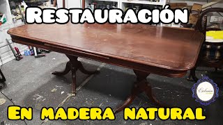 RESTAURACION Mesa De madera ENCHAPADA en MADERA NATURAL [upl. by Battat514]