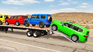 Flatbed Truck Mcqueen  Transportation with Truck  Pothole vs Car 209  BeamNGDrive [upl. by Lull]