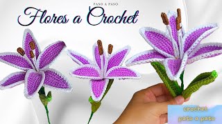 🌼🌸🌻💐 hermoso LIRIO tejido a crochet paso a paso  flores tejidas a crochet [upl. by Mcintosh915]