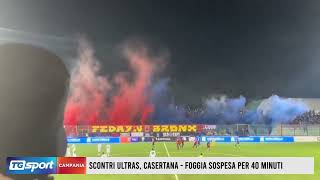 Scontri ultras CasertanaFoggia sospesa per 40 minuti [upl. by Lexa]