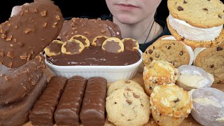 ASMR QampA Chocolate Ice Cream Smores Mochi Cookie Sandwich Cake Bars Muffin amp Pudding Mukbang [upl. by Yclehc277]