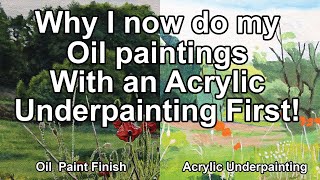 Doing a Acrylic Under Painting First for Oil Paint Simple Way How to establish Landscape Composition [upl. by Dittman]