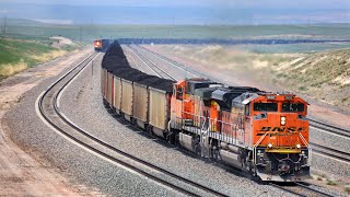 Nonstop Coal Trains Battling Logan Hill in Wyomings Powder River Basin [upl. by Whitby180]