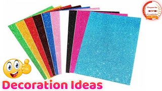 Glitter Sheet Decoration Ideas  Glitter Foam Sheet Craft Ideas  Best Out Of Waste Glitter Flowers [upl. by Aicre]