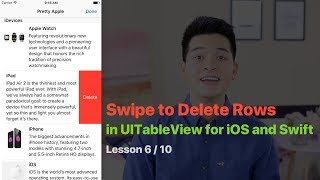 UITableView Pt 610 DELETE ROWS FROM TABLE VIEW SWIFT TUTORIAL [upl. by Weissberg]