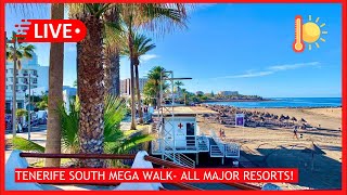 🔴LIVE TENERIFE MEGA WALK Los Cristianos Las Americas Fanabe amp Costa Adeje 2024 ☀️ Canary Islands [upl. by Kaczer]