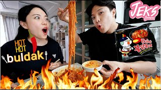 Receta del BULDAK RAMEN x1000 más rico que sólo los coreanos sabemos ⚠️ MUY PICANTE ⚠️🔥  JEKS [upl. by Cherry]