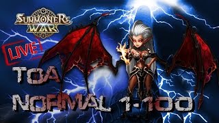 Toa Normal do 1 ao 100  Torre da ascensão  Live Stream Arena Summoners War [upl. by Radbourne]