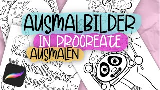 Wie du Ausmalbilder in Procreate ausmalst  für Kinder amp Erwachsene deutsch [upl. by Penney]