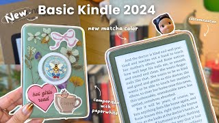 new basic kindle 2024 matcha 🍵 aesthetic unboxing 11h gen amp paperwhite comparison customization [upl. by Raymond]