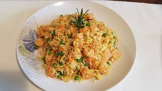 Riso alla cantonese con gamberetti  Cantonese rice with shrimps [upl. by Kaleena825]