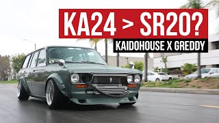 450hp Turbo KA24Swapped Datsun 510 Wagon GReddy X Kaidohouse [upl. by Arrehs949]