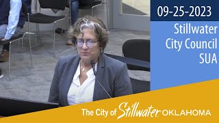 Stillwater City Council and SUA 09252023 [upl. by Redmer]