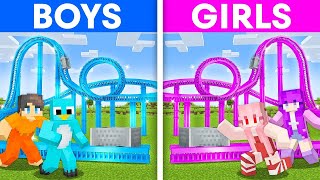 🎢👦 BOY vs GIRL Modern Roller Coaster Build Challenge in Minecraft 👧🚀 [upl. by Coriss913]