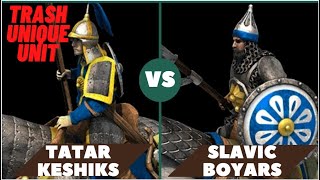 AOE2 120 TATAR ELITE KESHIKS VS 120 ELITE SLAVIC BOYARS [upl. by Aynotak]