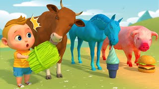 Paint Animals Cow Pig Dog Horse Eating Ice Cream  Funny Zoo Animals Cartoon  Boo Kids Cartoon [upl. by Eustasius]