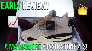 SEPTEMBER RELEASE A MA MANIERE X JORDAN 4 quotFOSSIL STONEquot EARLY INHAND REVIEWUNBOXING [upl. by Brannon]