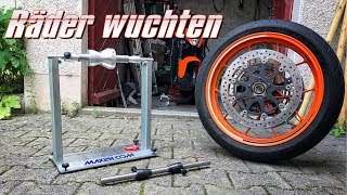 Motorrad Räder selbst wuchten mit Wuchtbock  KurvenradiusTV [upl. by Aliuqahs]