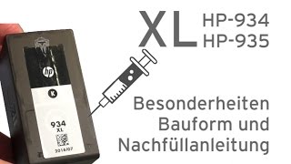 HP934XL HP935XL Tintenpatrone nachfüllen  Nachfüllanleitung für Extratank [upl. by Kentigera]