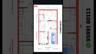 20x36 south facing house plan shorts [upl. by Kenrick]