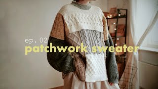 ep02 patchwork sweater  свитер из мотивов спицами [upl. by Morna]