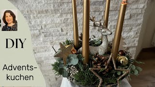 DIY Goldener Adventskranz in der Guglhupfform [upl. by Eekorehc873]