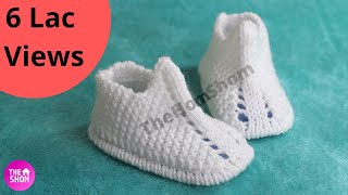 knitting baby booties newborn baby shoes for beginners saral jutti new design how to knit booties [upl. by Phelgen]