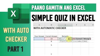 Excel Tutorial  FILIPINO  HOW TO CREATE SIMPLE QUIZ IN EXCEL WITH AUTOMATIC CHECKER Part 1 [upl. by Kcirtapnhoj]