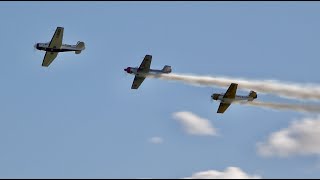 Flying Comrades Aerobatic Display Team  Yak 18T amp Yak 52s  Duxford Flying Finale 2022 [upl. by Benson]