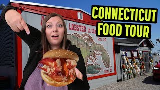 Connecticut Food Tour  Lobster Rolls Apizza the Worlds FIRST Hamburger amp More [upl. by Llerrat]