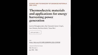 Thermoelectric materials and applications for energy harvesting power generation  RTCLTV [upl. by Dnaleel]