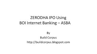 ZERODHA IPO using Bank of India  Star Connect  Internet Banking  ASBA [upl. by Titania61]