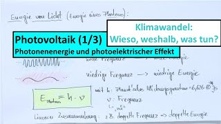 Photovoltaik verstehen – Photonenenergie und photoelektrischer Effekt Vorlesung 11  Teil 1 von 3 [upl. by Acirderf]