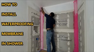 EASIEST Way To Install Waterproofing Membrane In Shower With RedGard [upl. by Delmar352]