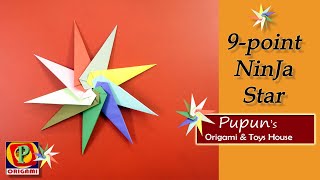 9 Pointed Ninja Star  Origami Transforming Ninja Star [upl. by Mariel]