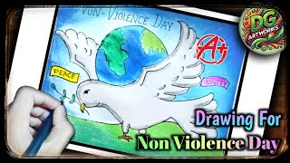 Non Violence Day Drawing  Non Violence Drawing  Non Violence [upl. by Norine]