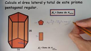 Área de un prisma pentagonal lateral y total [upl. by Athelstan221]